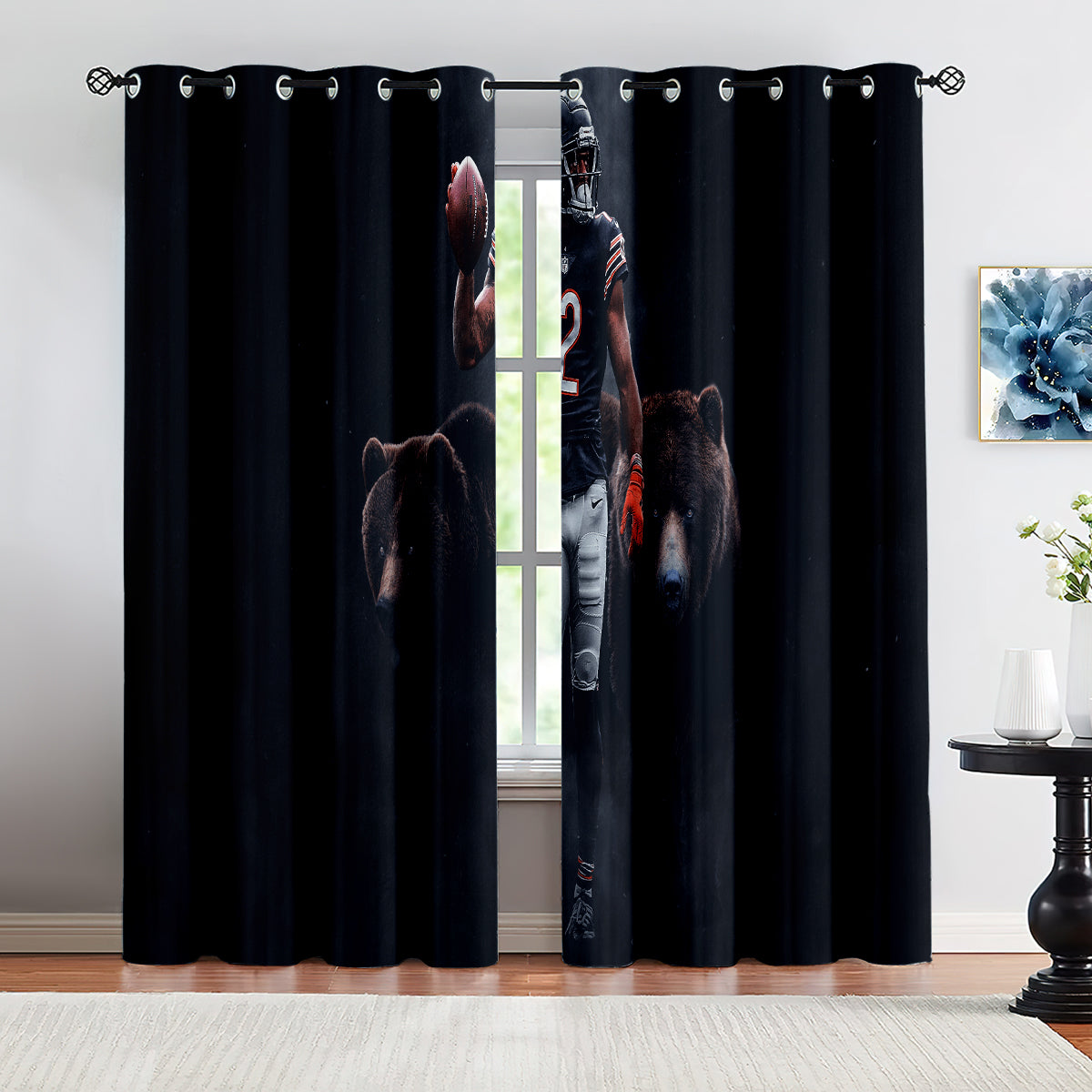 Chicago Bears Football Team Blackout Curtains Drapes For Window Treatment Set