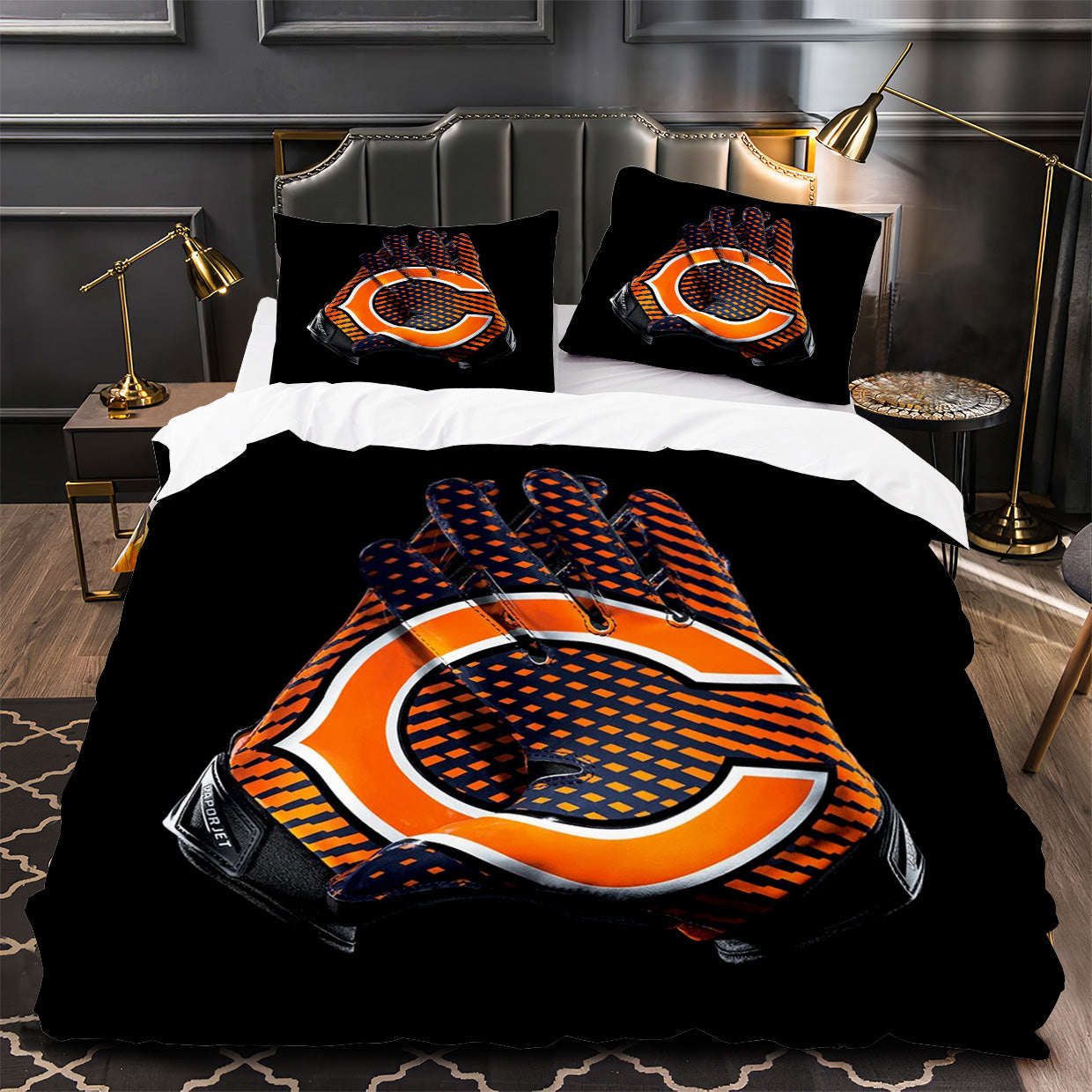 Chicago Bears Football Duvet Cover Quilt Case Pillowcase Bedding Set Without Filler