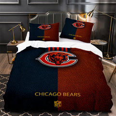 Chicago Bears Football Duvet Cover Quilt Case Pillowcase Bedding Set Without Filler