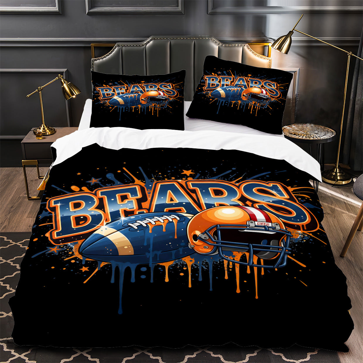 Chicago Bears Football Duvet Cover Quilt Case Pillowcase Bedding Set Without Filler