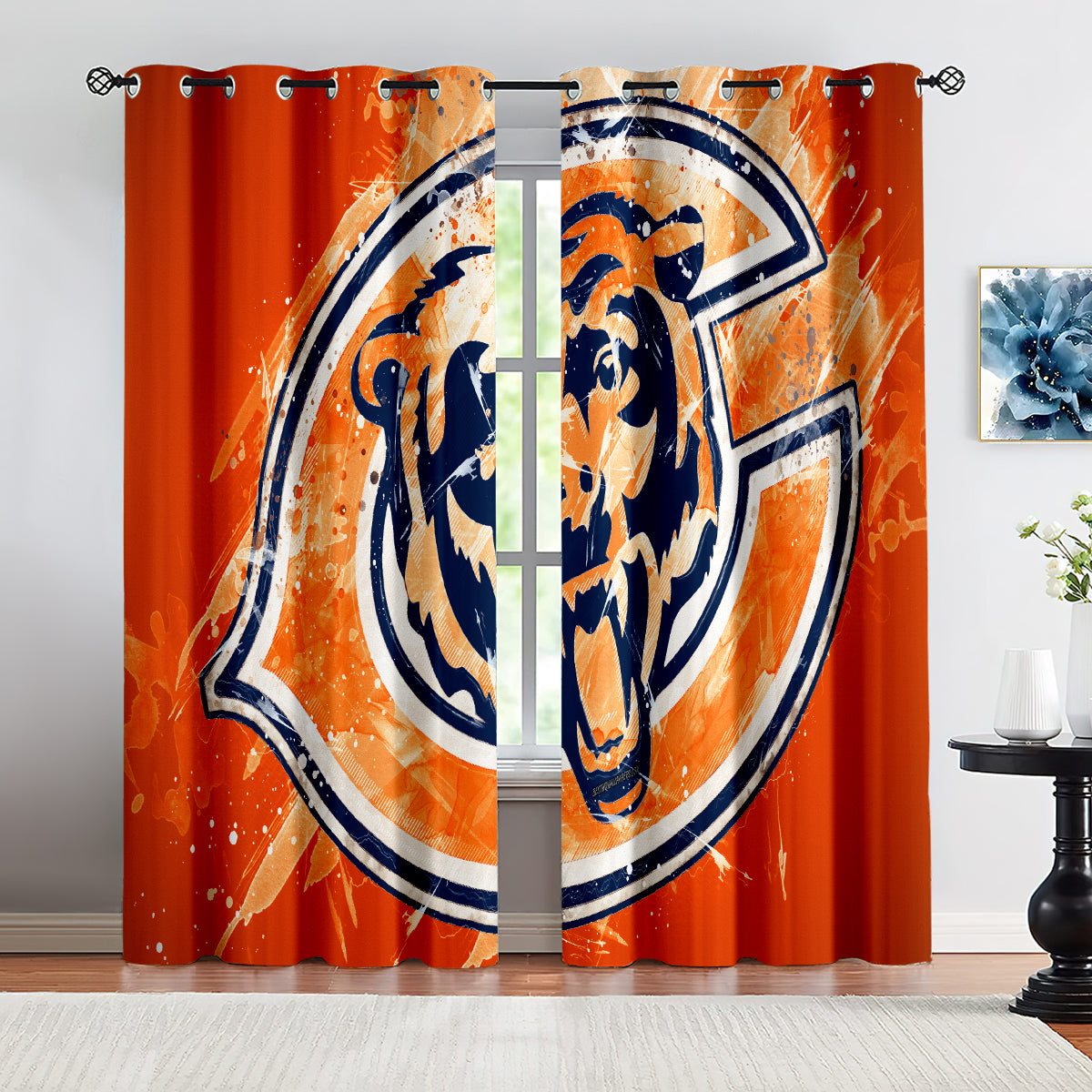 Chicago Bears Football Team Blackout Curtains Drapes For Window Treatment Set