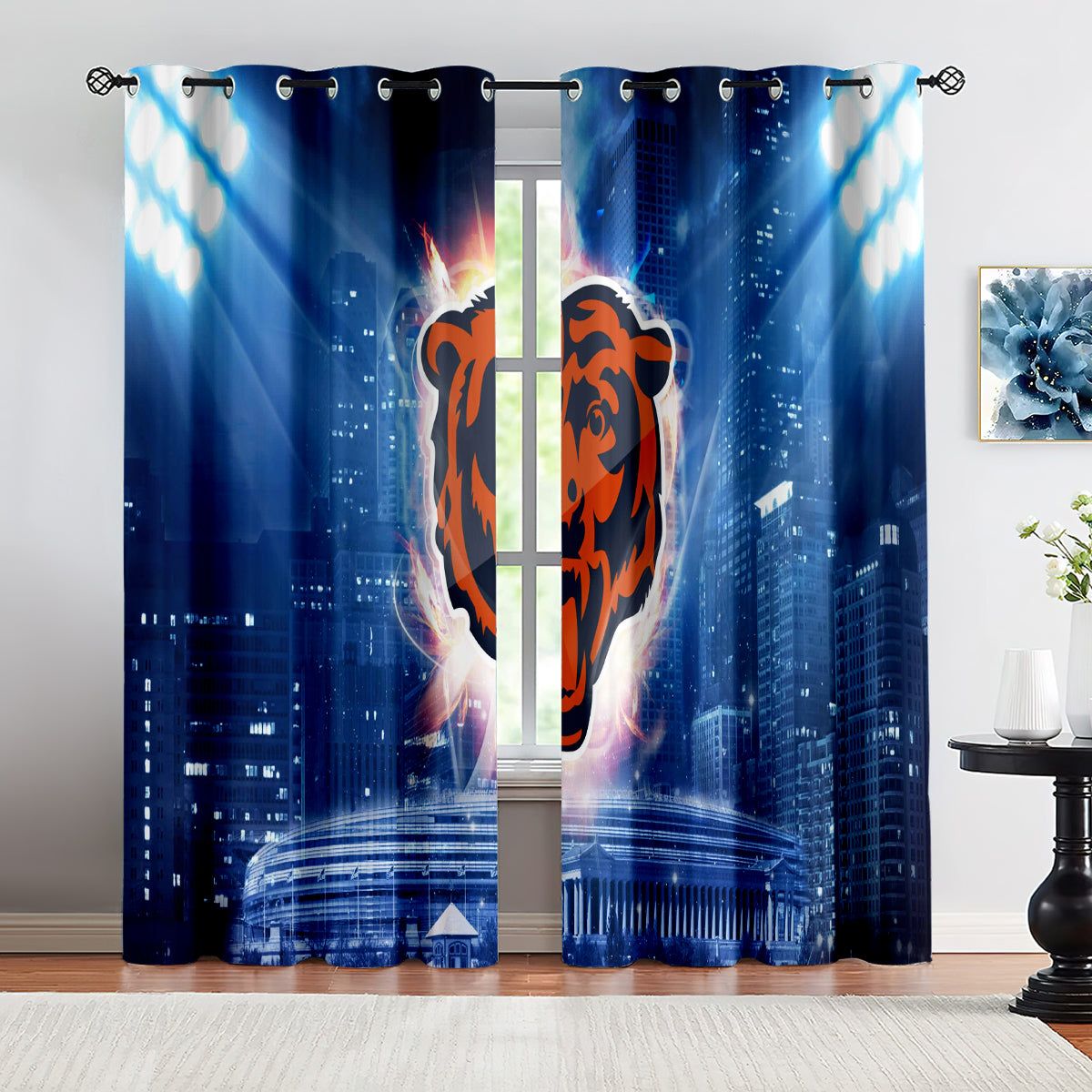 Chicago Bears Football Team Blackout Curtains Drapes For Window Treatment Set