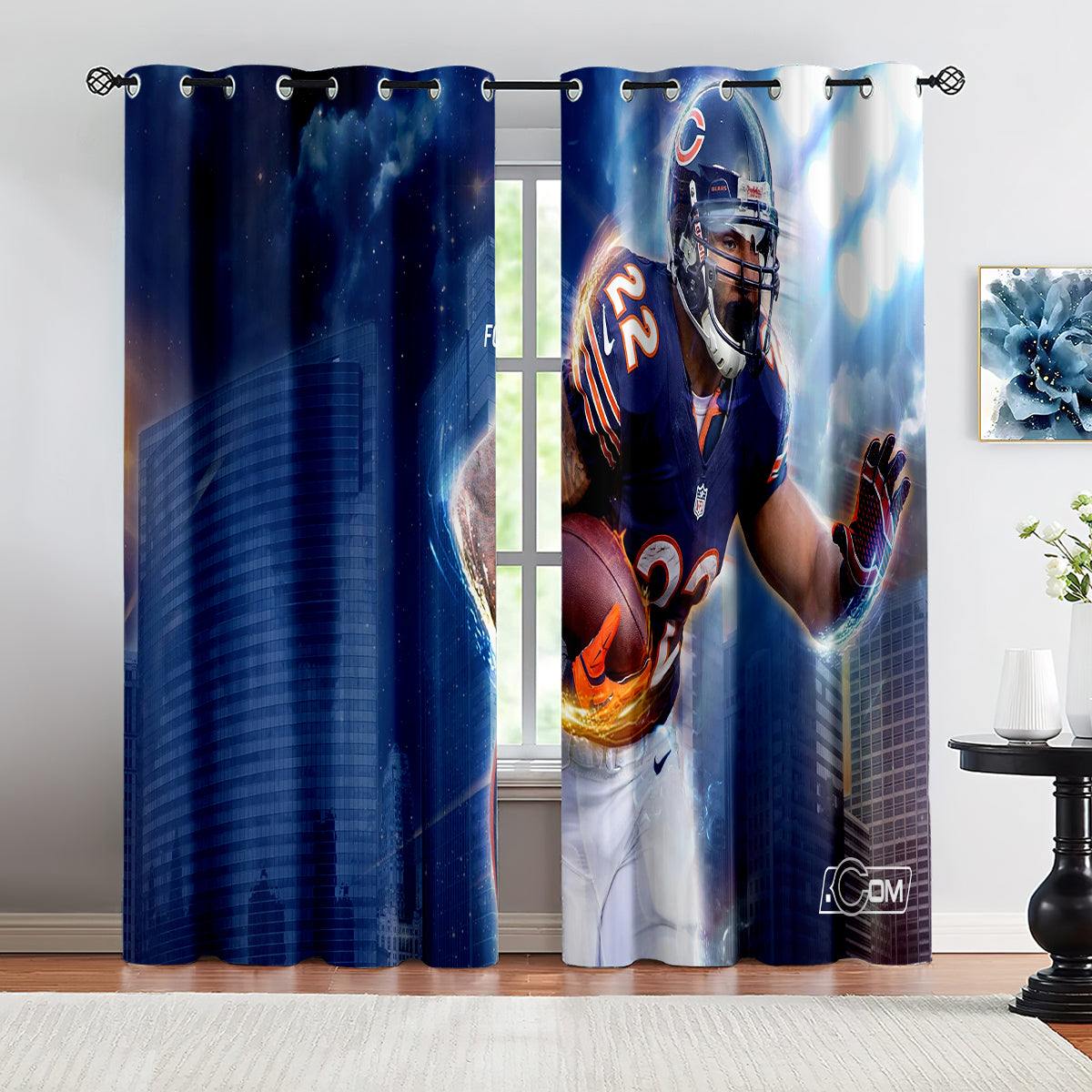 Chicago Bears Football Team Blackout Curtains Drapes For Window Treatment Set