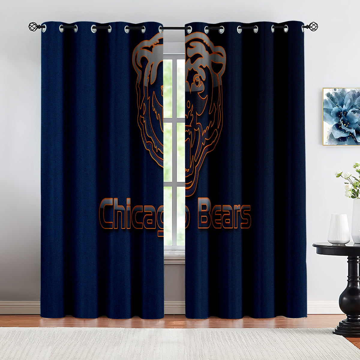 Chicago Bears Football Team Blackout Curtains Drapes For Window Treatment Set