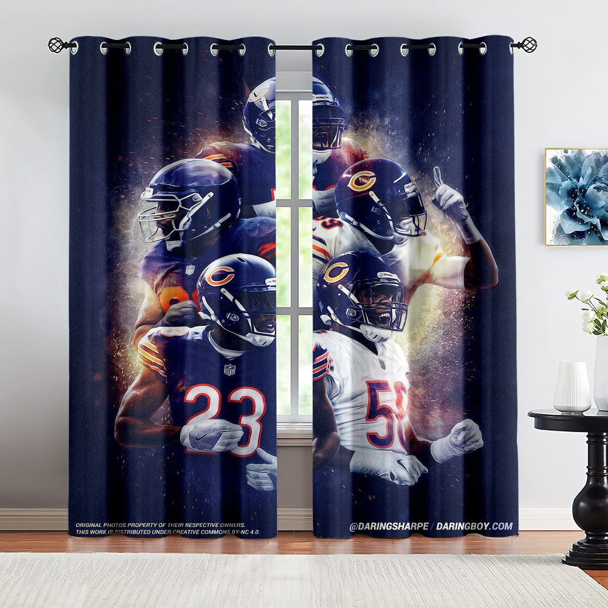 Chicago Bears Football Team Blackout Curtains Drapes For Window Treatment Set