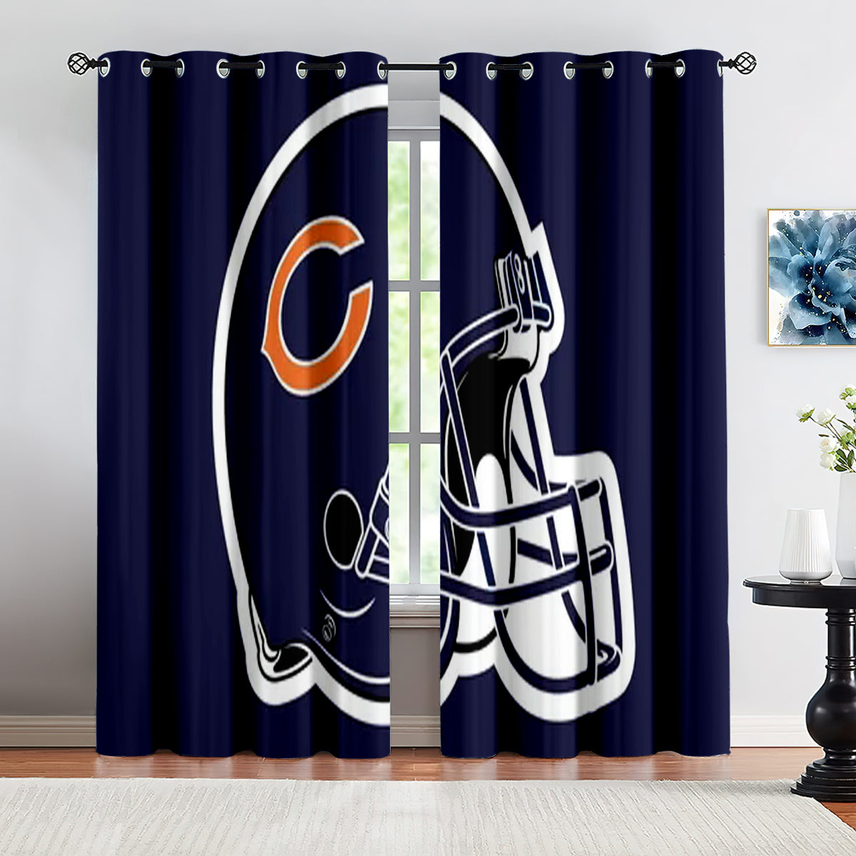 Chicago Bears Football Team Blackout Curtains Drapes For Window Treatment Set