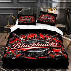 Chicago Blackhawks Hockey Duvet Cover Quilt Case Pillowcase Bedding Set Without Filler