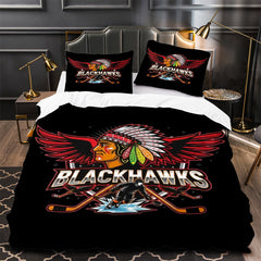 Chicago Blackhawks Hockey Duvet Cover Quilt Case Pillowcase Bedding Set Without Filler