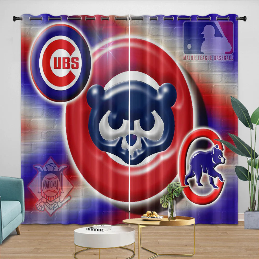 Chicago Cubs Blackout Curtain for Living Room Bedroom Window Treatment