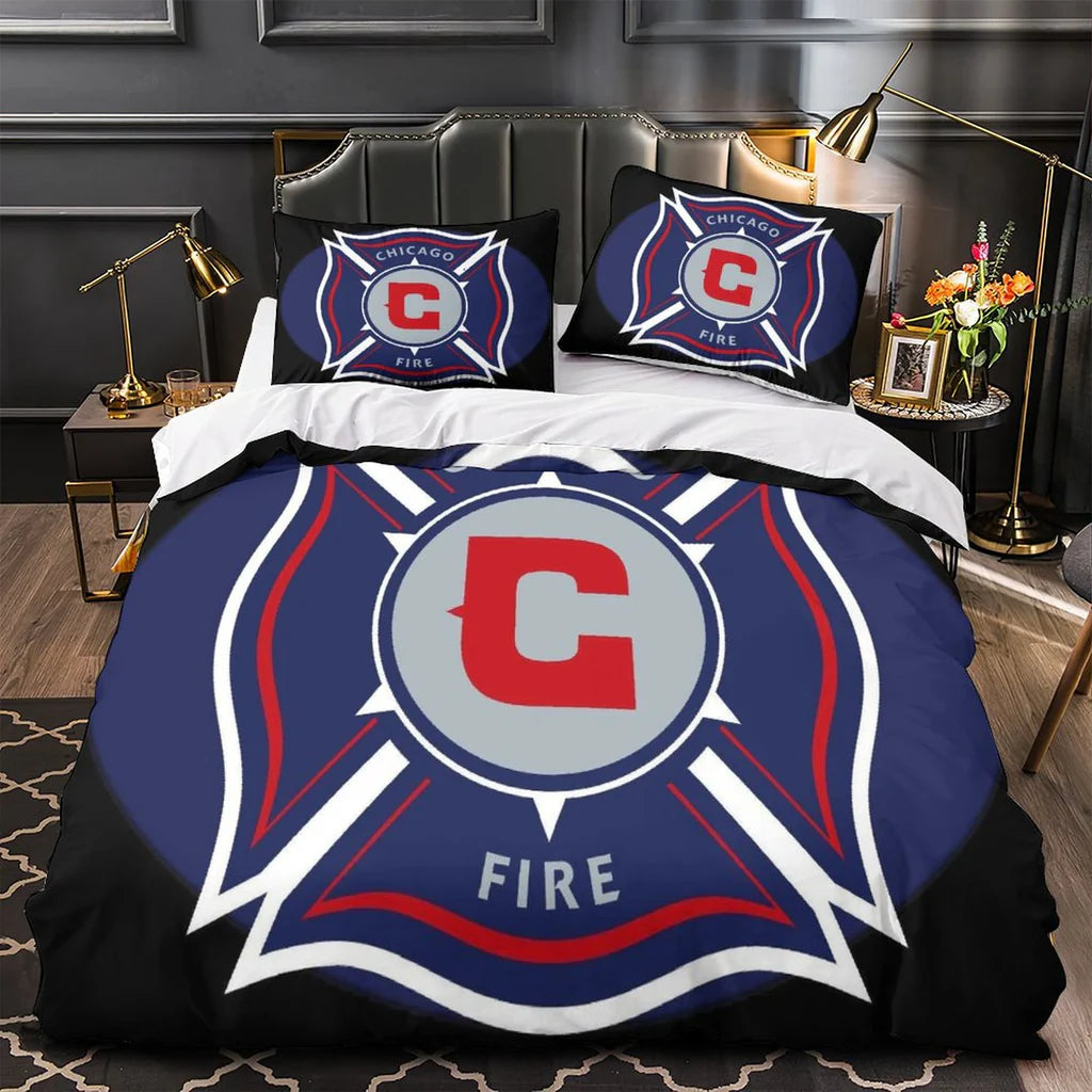 Chicago Fire Soccer Club Duvet Cover Quilt Case Pillowcase Bedding Set Without Filler