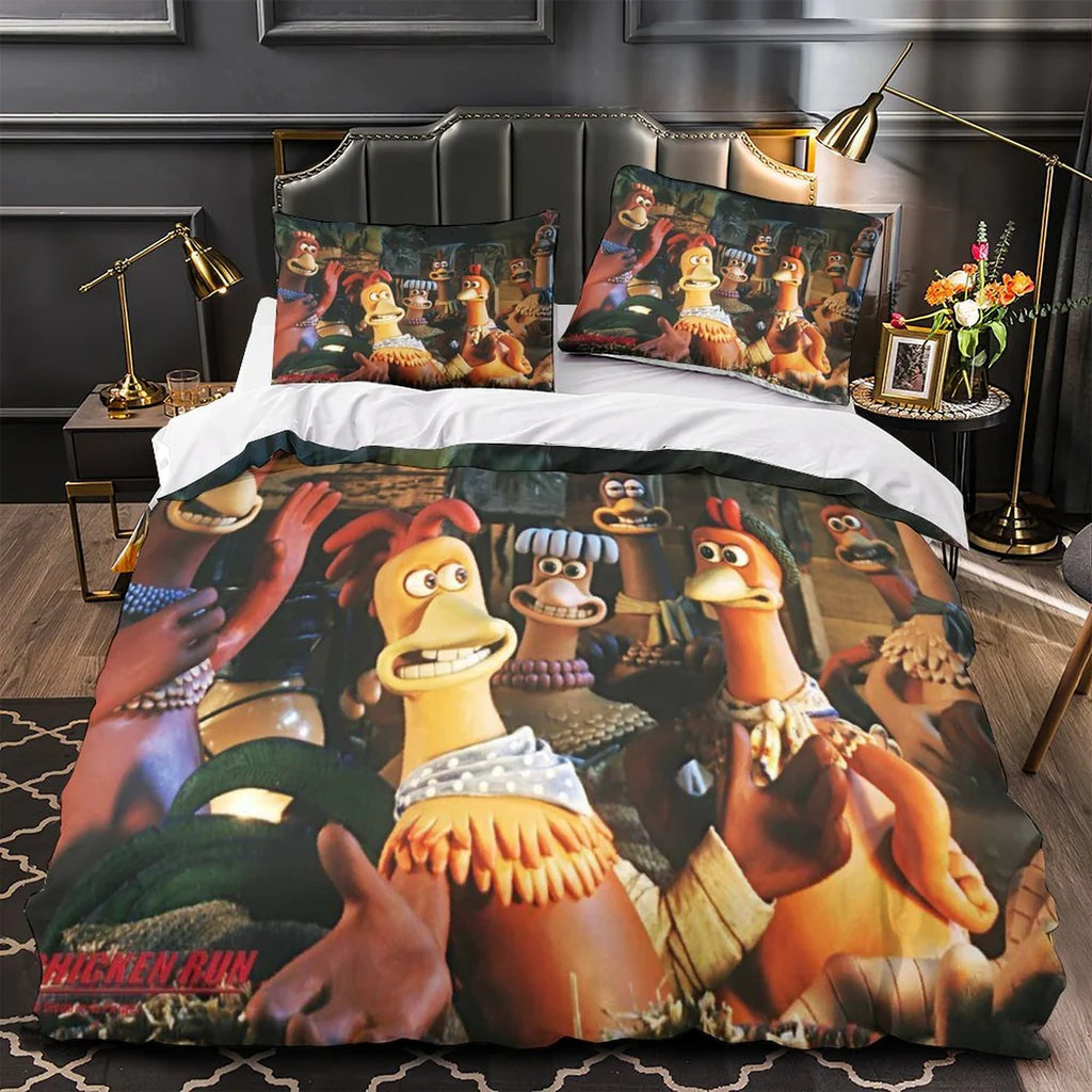 Chicken Run Duvet Cover Quilt Case Pillowcase Bedding Set Without Filler