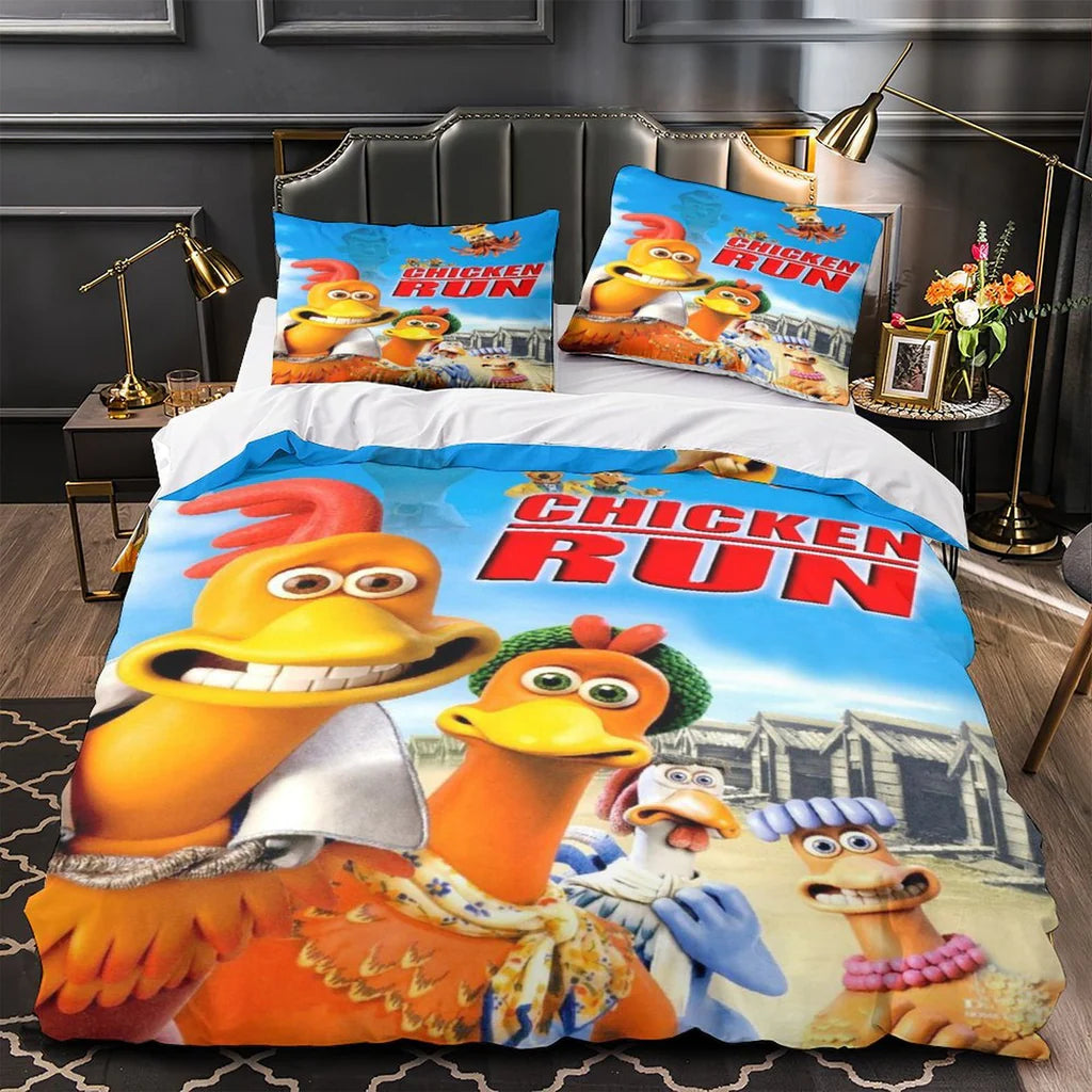 Chicken Run Duvet Cover Quilt Case Pillowcase Bedding Set Without Filler