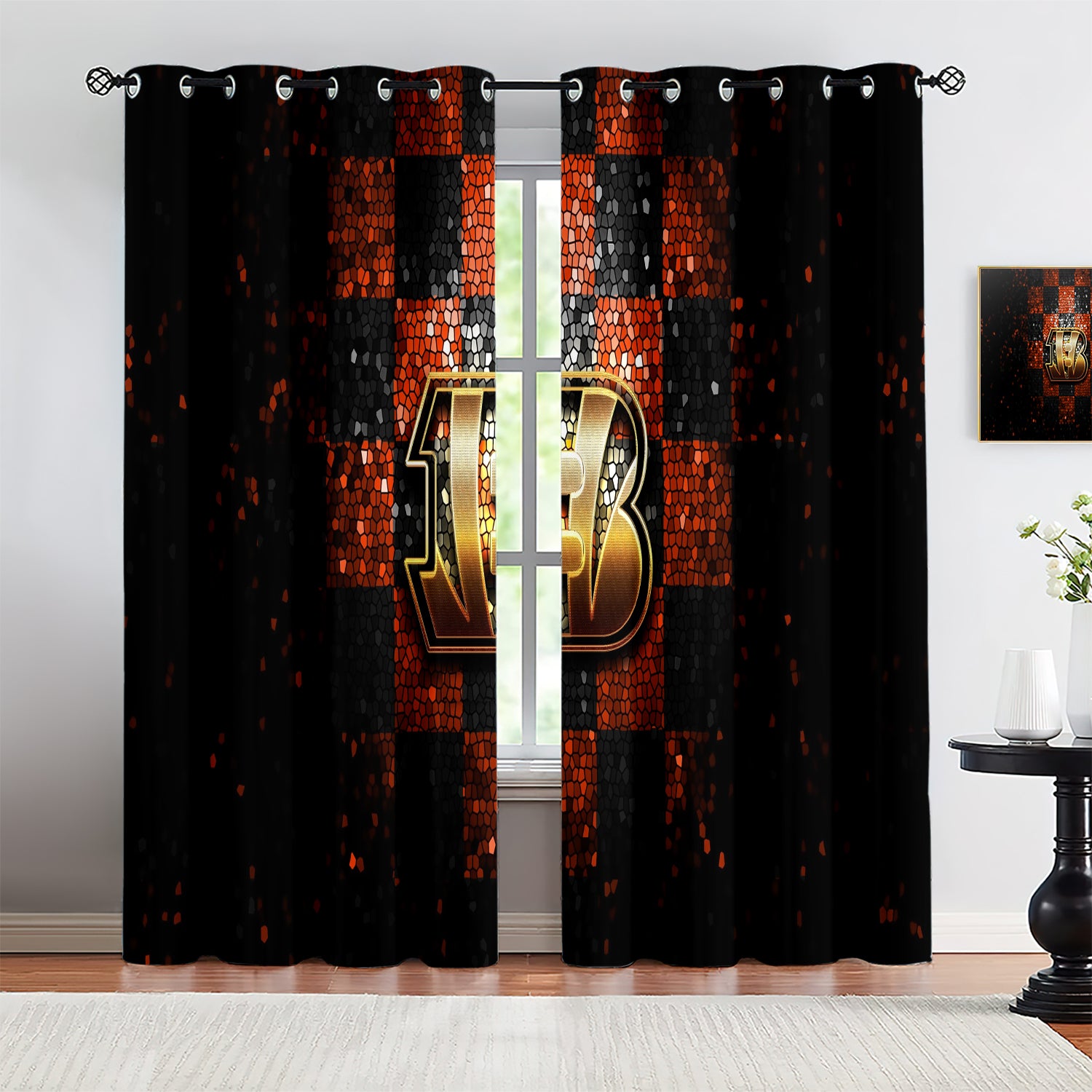 Cincinnati Bengals Blackout Curtains Drapes for Window Treatment Set