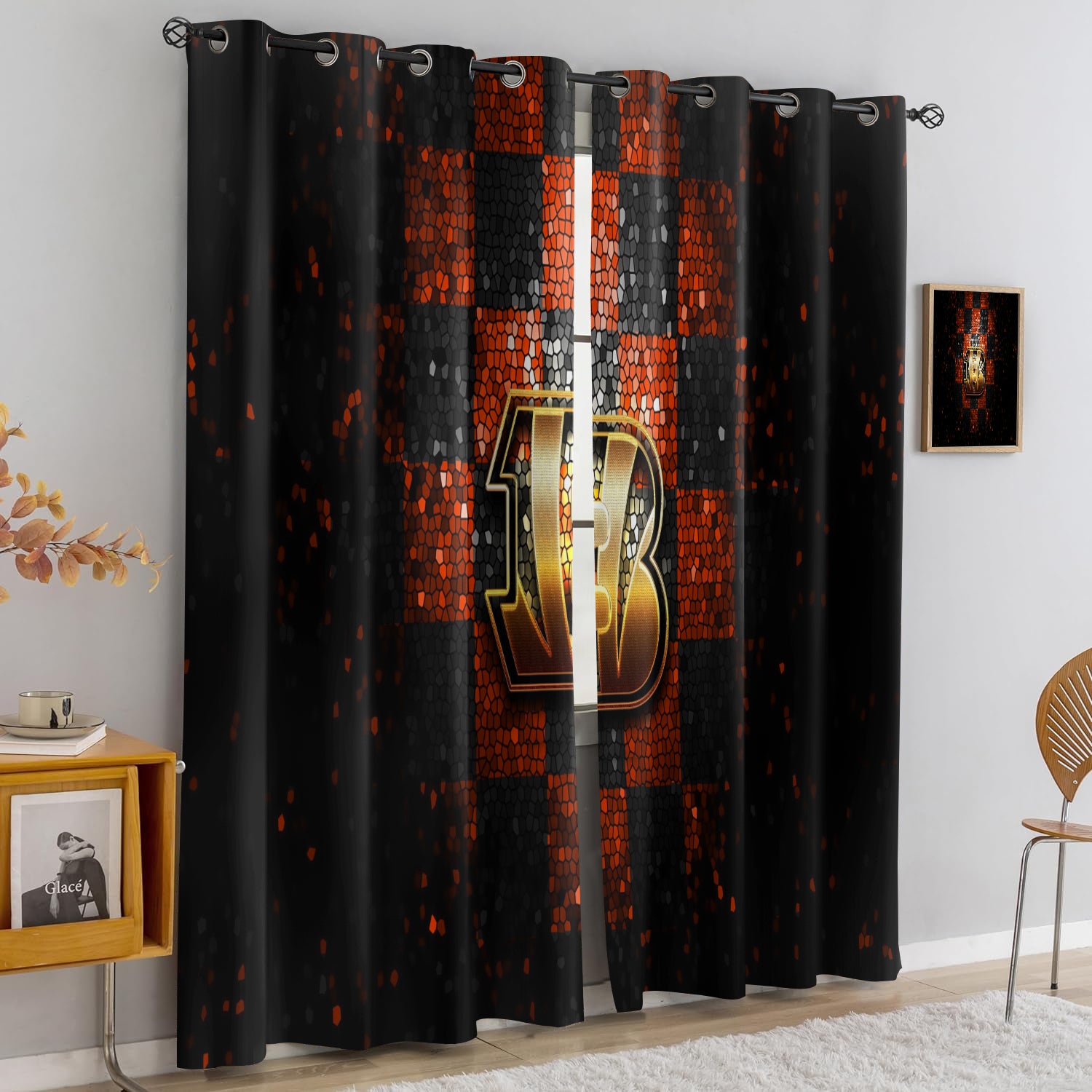 Cincinnati Bengals Blackout Curtains Drapes for Window Treatment Set