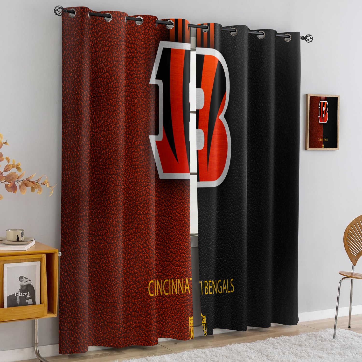 Cincinnati Bengals Blackout Curtains Drapes for Window Treatment Set