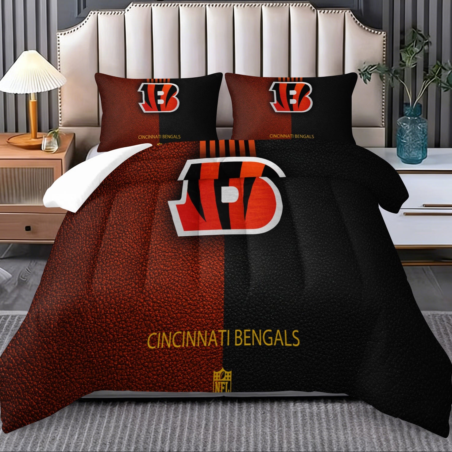 Cincinnati Bengals Comforter Pillowcase Sets Blanket All Season Reversible Quilted Duvet