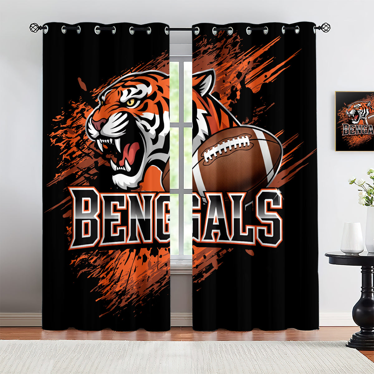 Cincinnati Bengals Blackout Curtains Drapes for Window Treatment Set