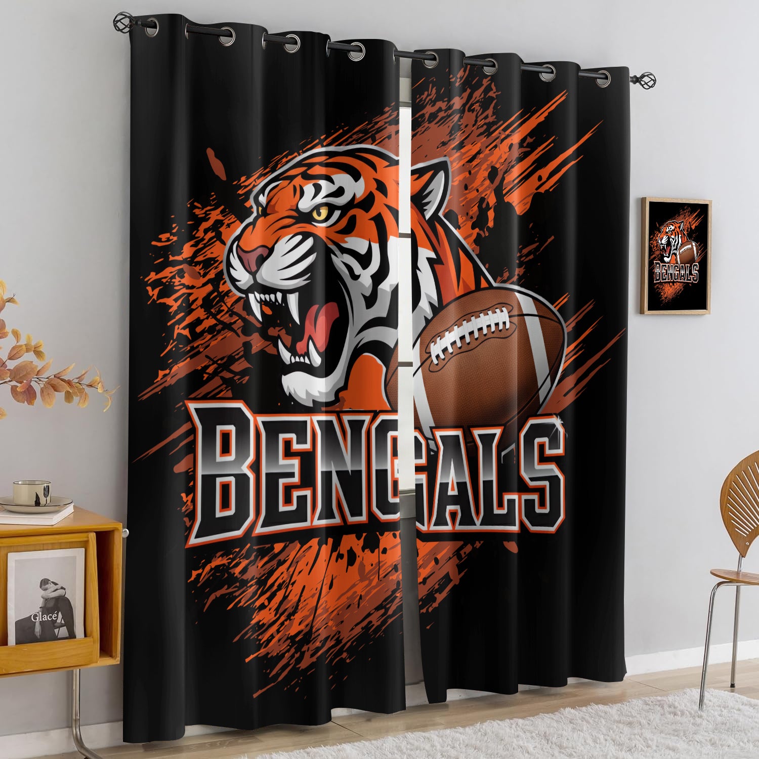 Cincinnati Bengals Blackout Curtains Drapes for Window Treatment Set