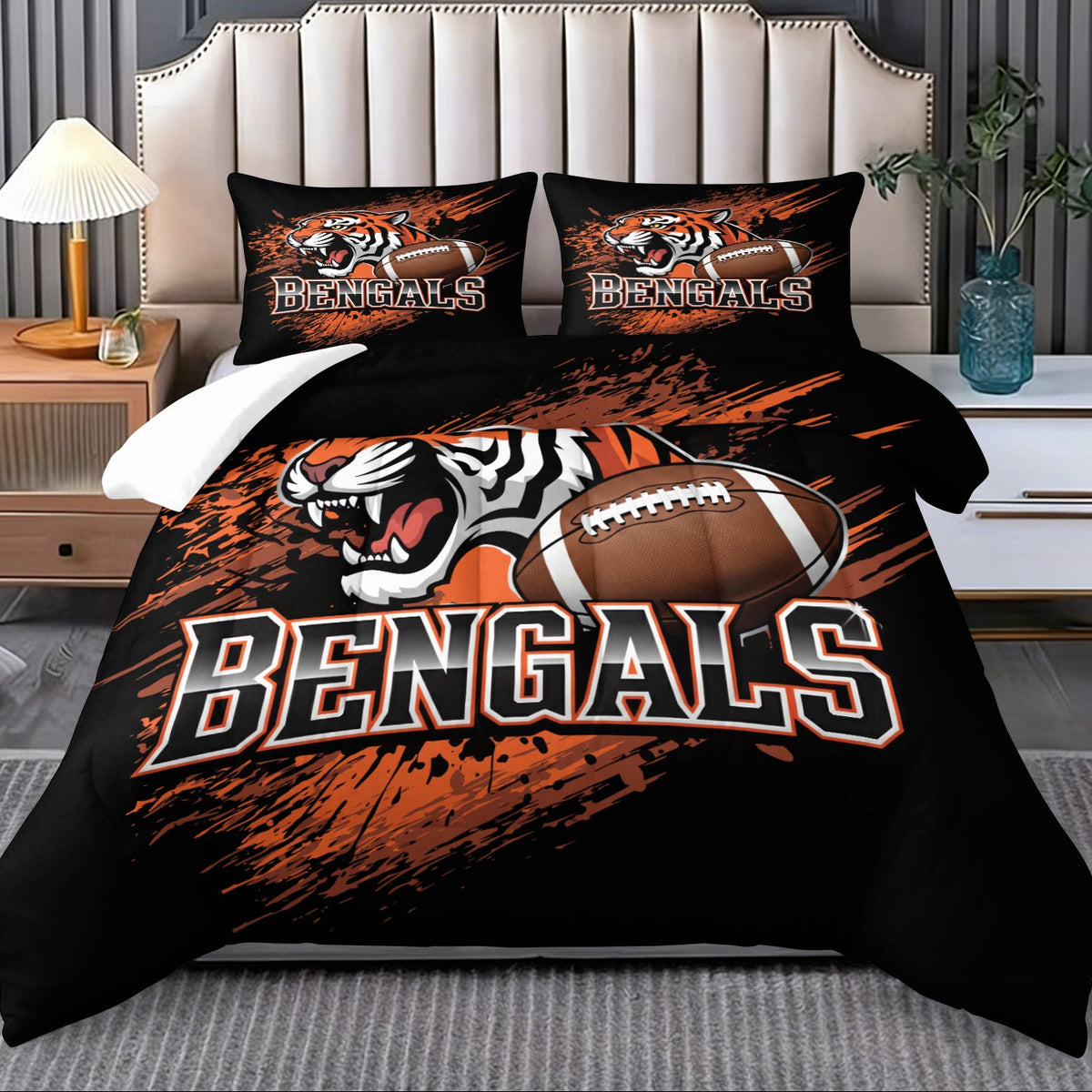 Cincinnati Bengals Comforter Pillowcase Sets Blanket All Season Reversible Quilted Duvet