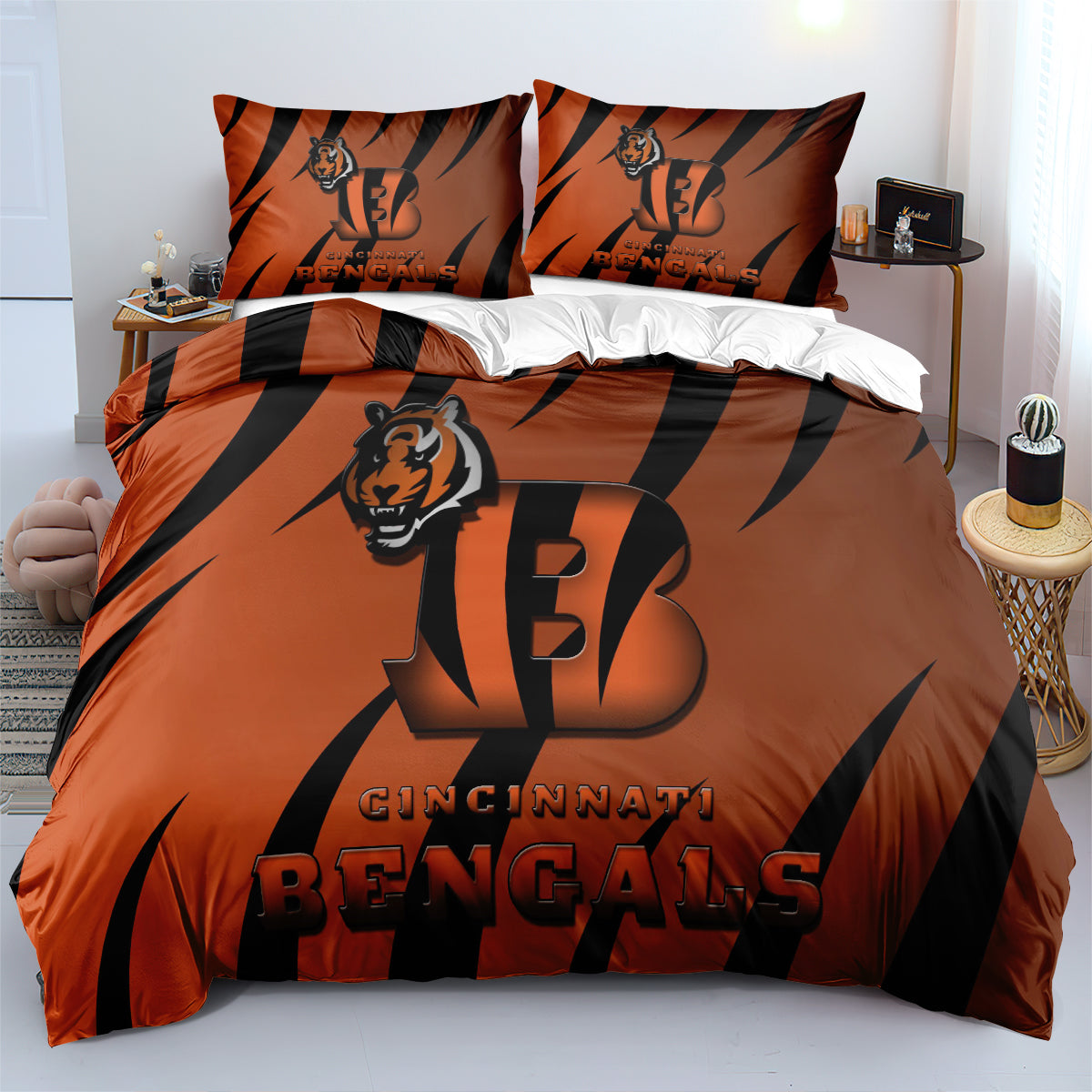 Cincinnati Bengals Football League Duvet Cover Quilt Cover Pillowcase Bedding Set Bed Linen Home Bedroom Decor