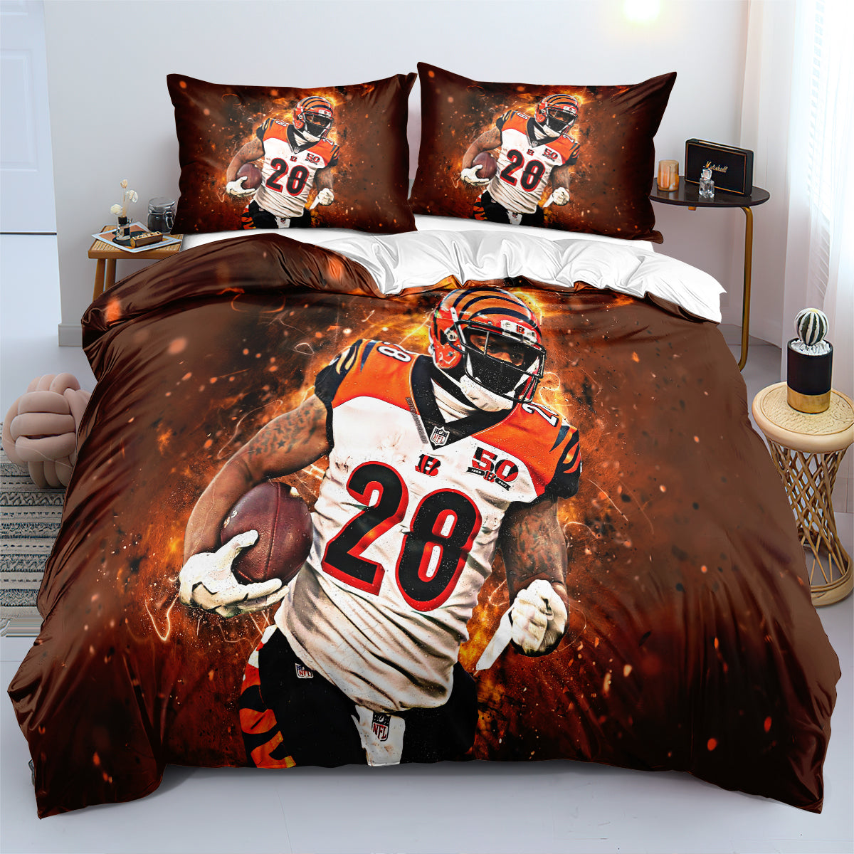 Cincinnati Bengals Football League Duvet Cover Quilt Cover Pillowcase Bedding Set Bed Linen Home Bedroom Decor