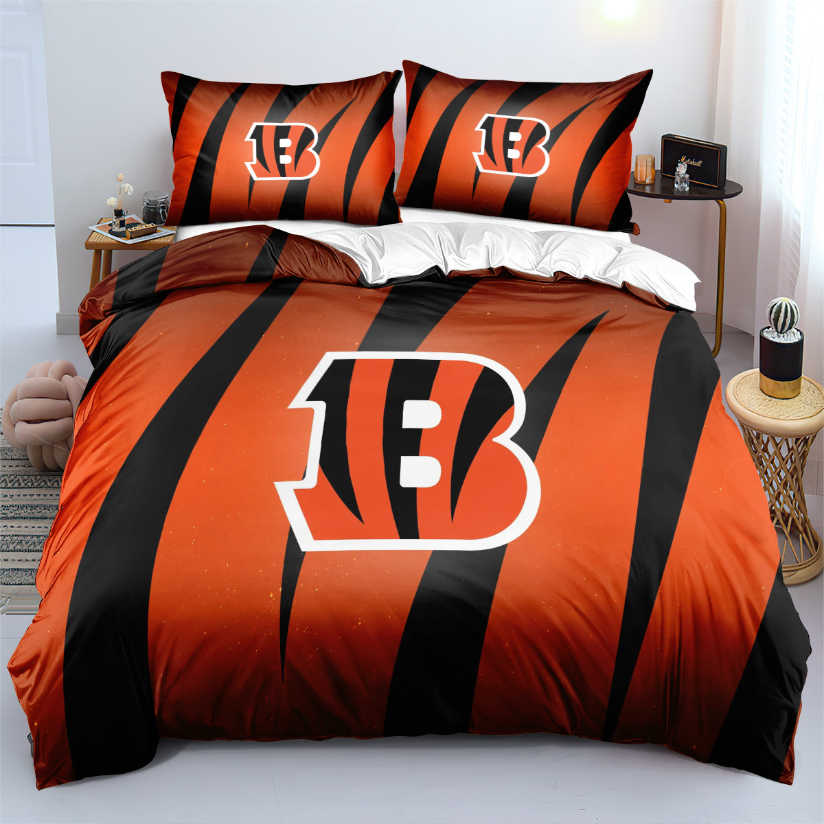 Cincinnati Bengals Football League Duvet Cover Quilt Cover Pillowcase Bedding Set Bed Linen Home Bedroom Decor