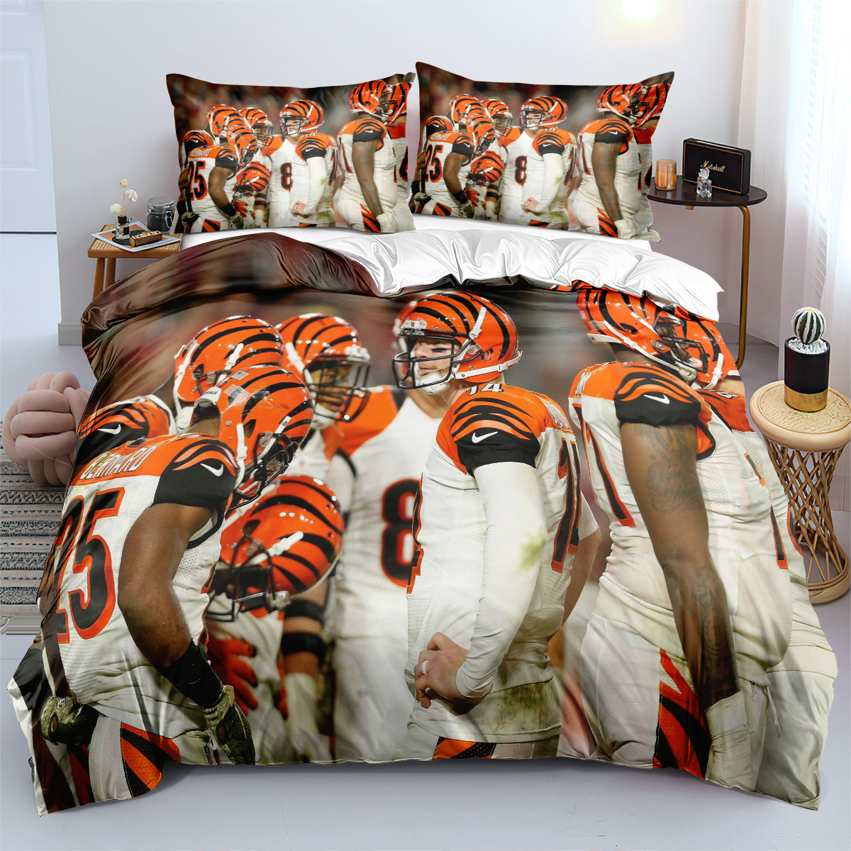 Cincinnati Bengals Football League Duvet Cover Quilt Cover Pillowcase Bedding Set Bed Linen Home Bedroom Decor