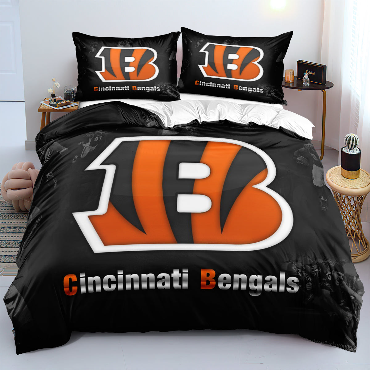 Cincinnati Bengals Football League Duvet Cover Quilt Cover Pillowcase Bedding Set Bed Linen Home Bedroom Decor