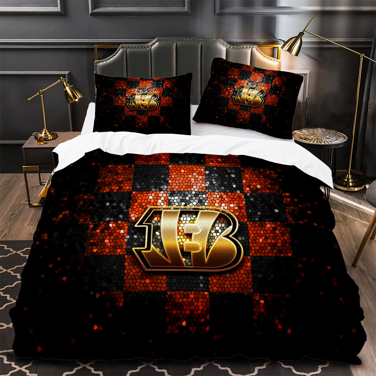 Cincinnati Bengals Football Duvet Cover Quilt Case Pillowcase Bedding Set Without Filler