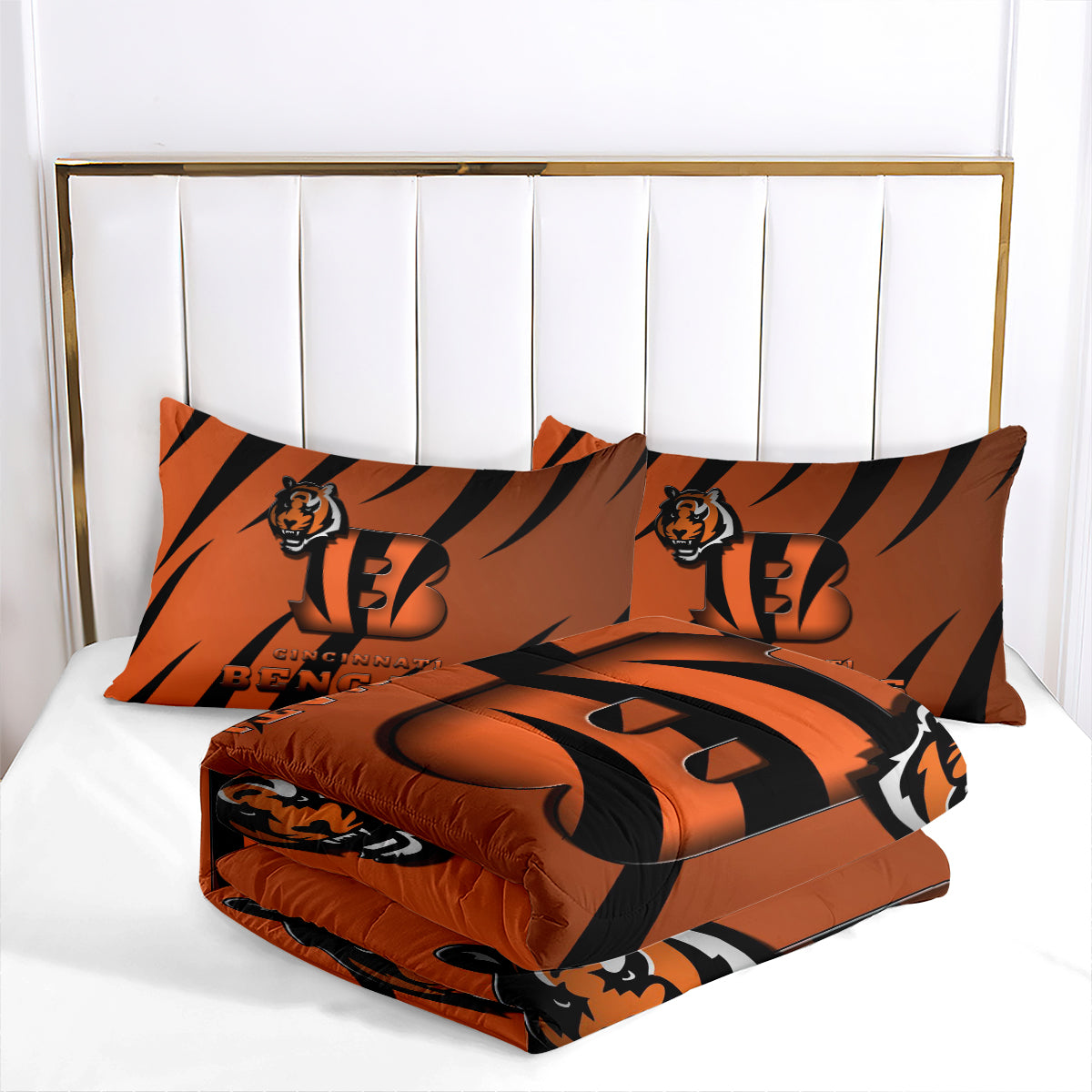 Cincinnati Bengals Football Team Comforter Pillowcase Sets Blanket All Season Reversible Quilted Duvet