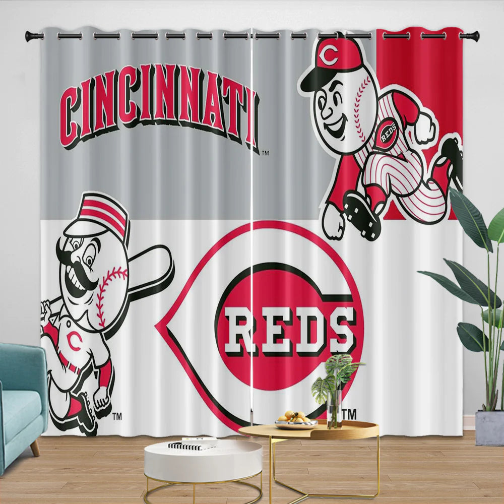 Cincinnati Reds Blackout Curtain for Living Room Bedroom Window Treatment