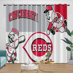 Cincinnati Reds Blackout Curtain for Living Room Bedroom Window Treatment