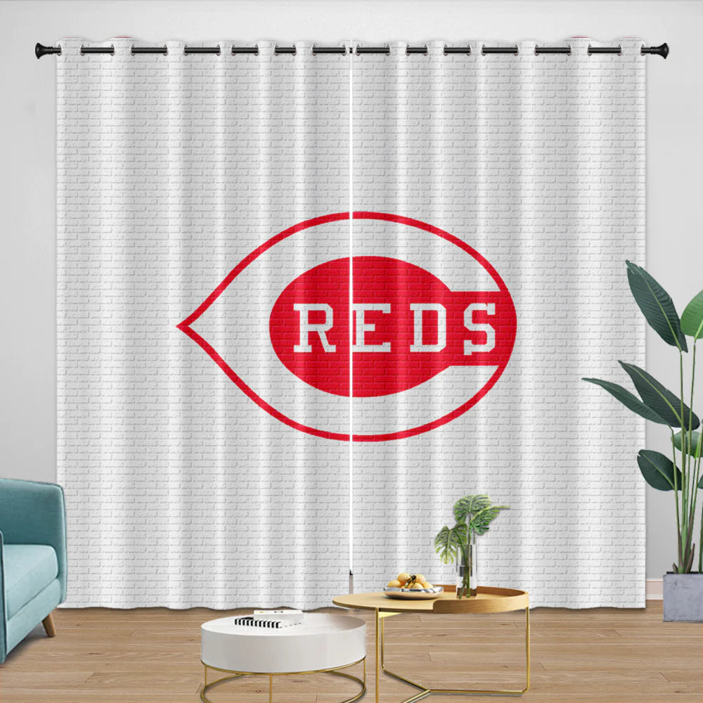 Cincinnati Reds Blackout Curtain for Living Room Bedroom Window Treatment