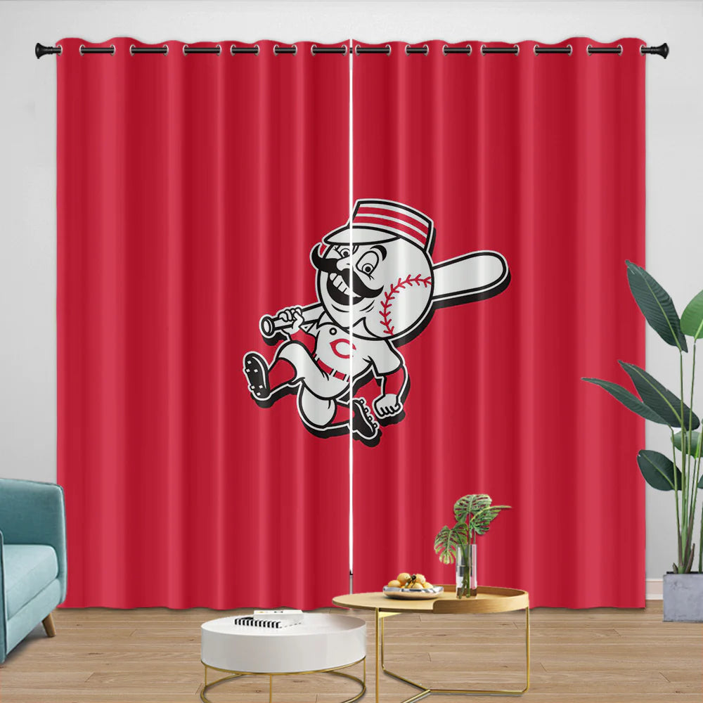 Cincinnati Reds Blackout Curtain for Living Room Bedroom Window Treatment