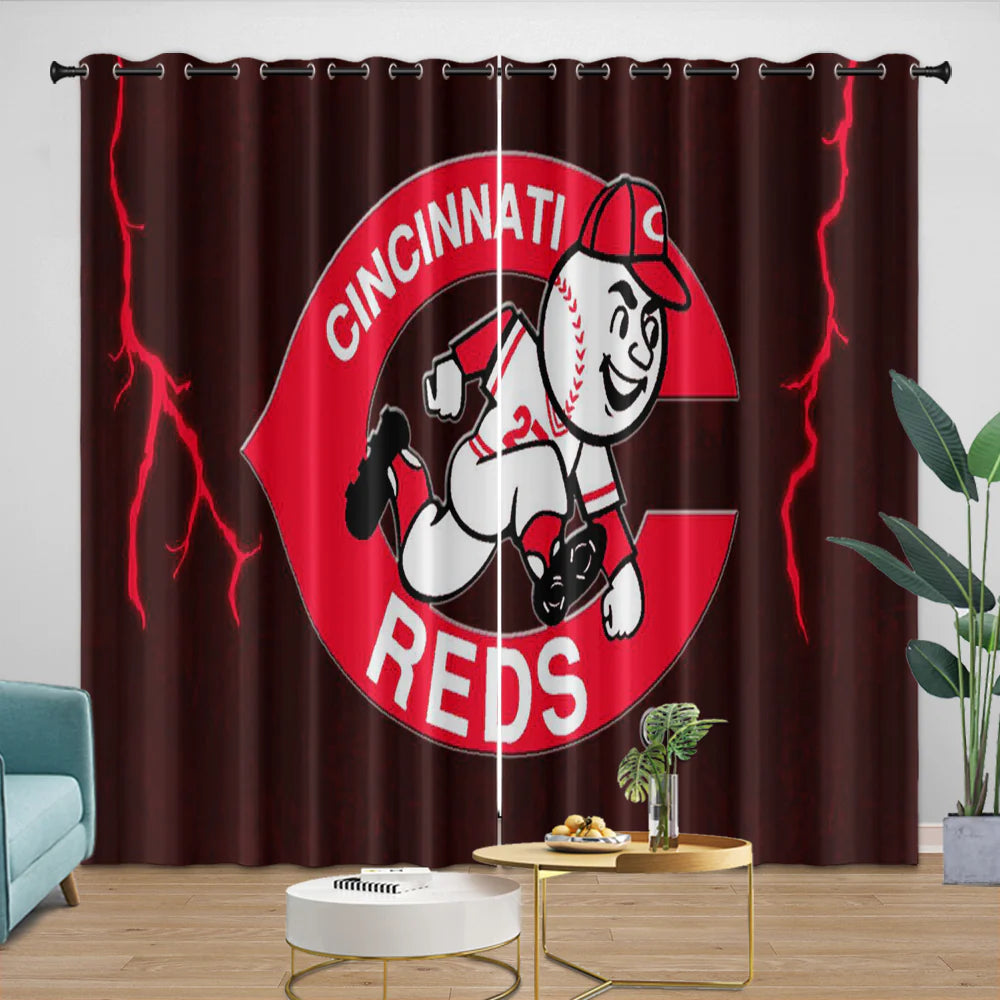 Cincinnati Reds Blackout Curtain for Living Room Bedroom Window Treatment