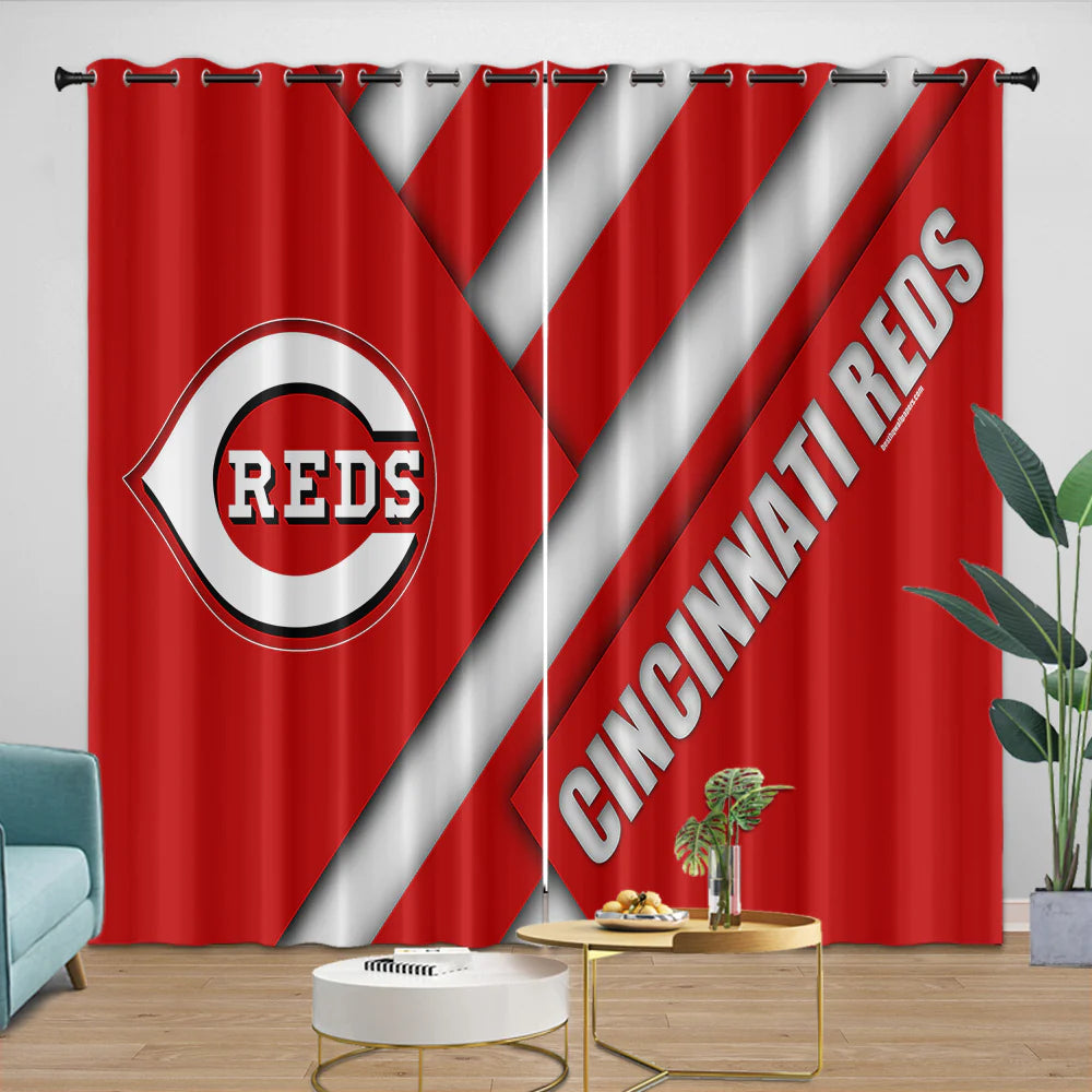 Cincinnati Reds Blackout Curtain for Living Room Bedroom Window Treatment