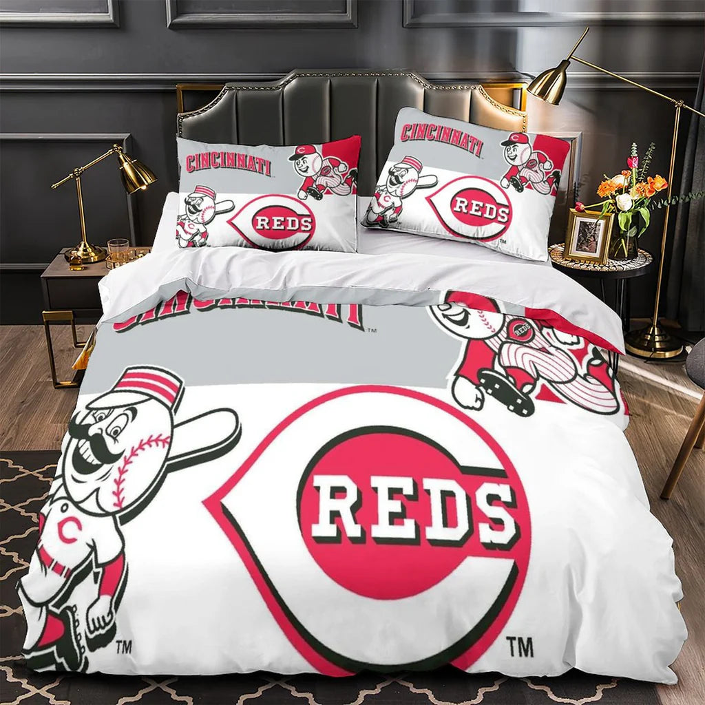 Cincinnati Reds Duvet Cover Quilt Case Pillowcase Bedding Set Without Filler