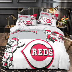 Cincinnati Reds Duvet Cover Quilt Case Pillowcase Bedding Set Without Filler