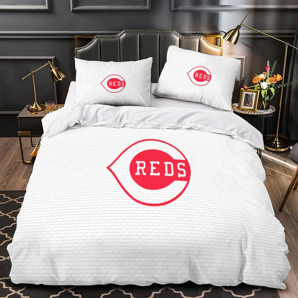 Cincinnati Reds Duvet Cover Quilt Case Pillowcase Bedding Set Without Filler