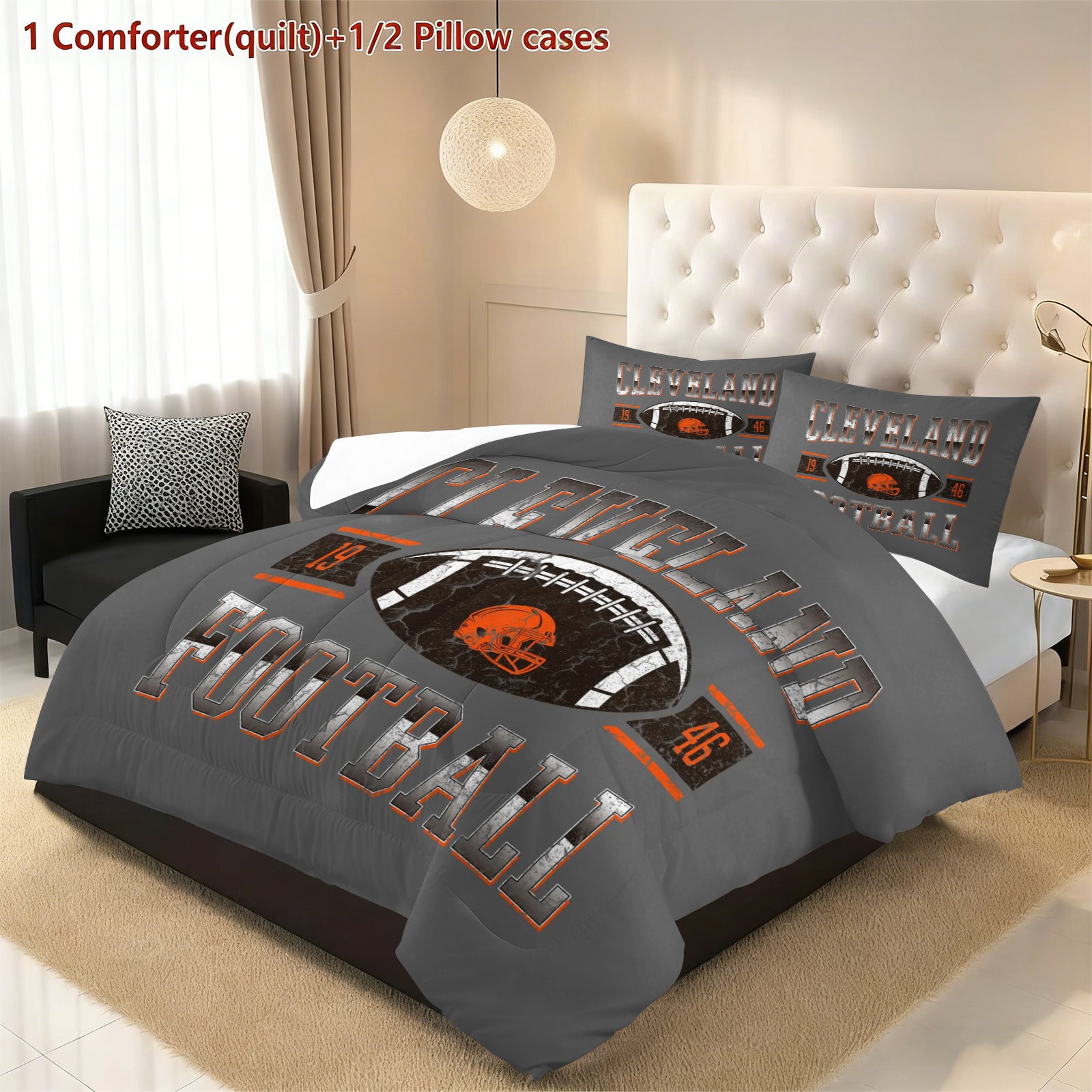 Cleveland Browns Comforter Pillowcase Sets Blanket All Season Reversible Quilted Duvet