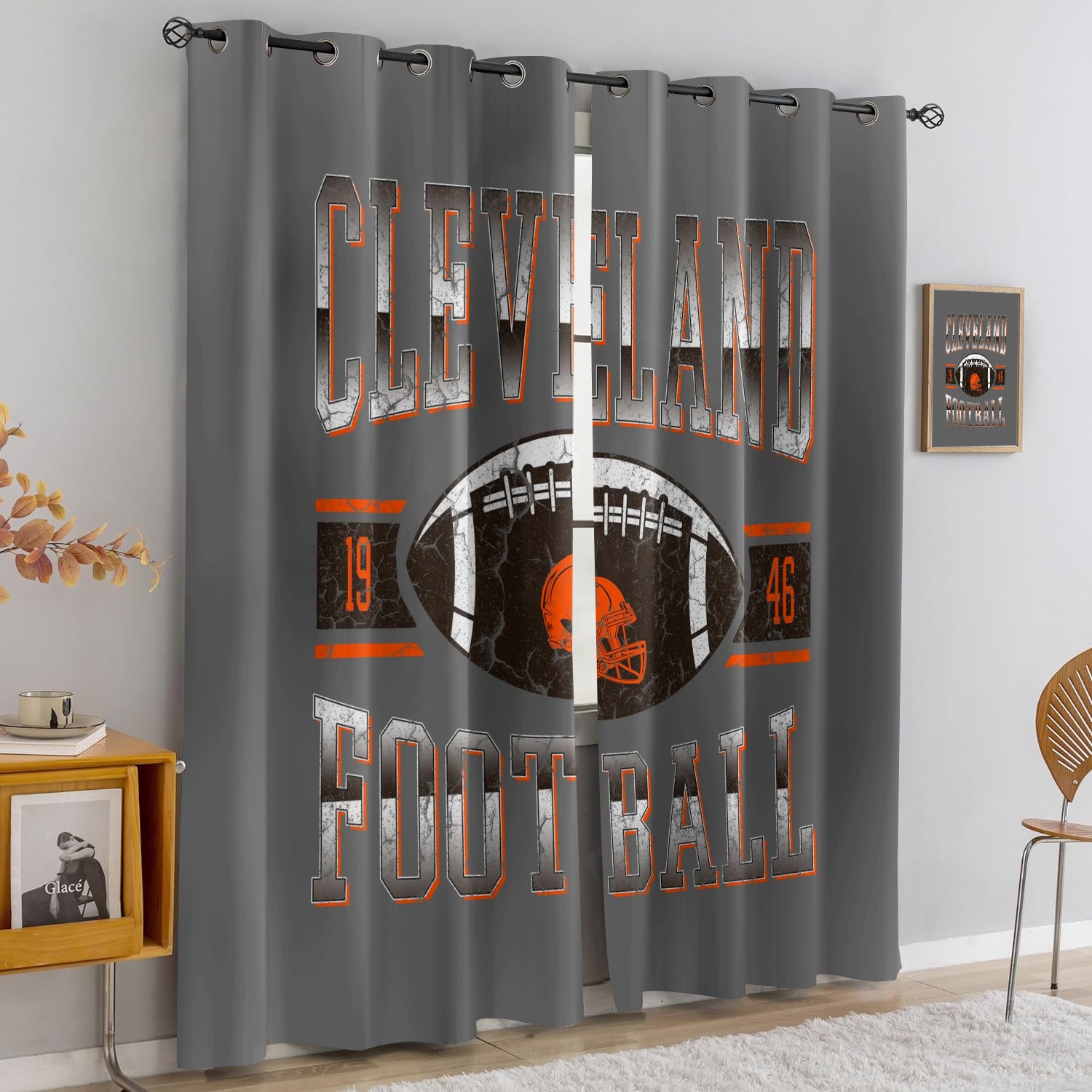 Cleveland Browns Blackout Curtains Drapes For Window Treatment Set