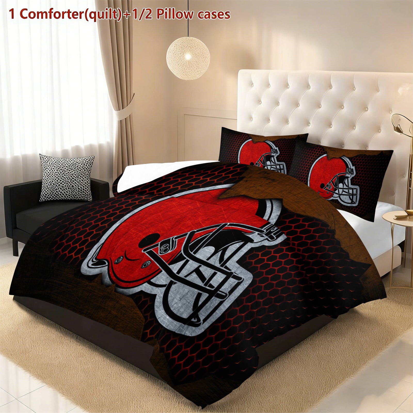 Cleveland Browns Comforter Pillowcase Sets Blanket All Season Reversible Quilted Duvet