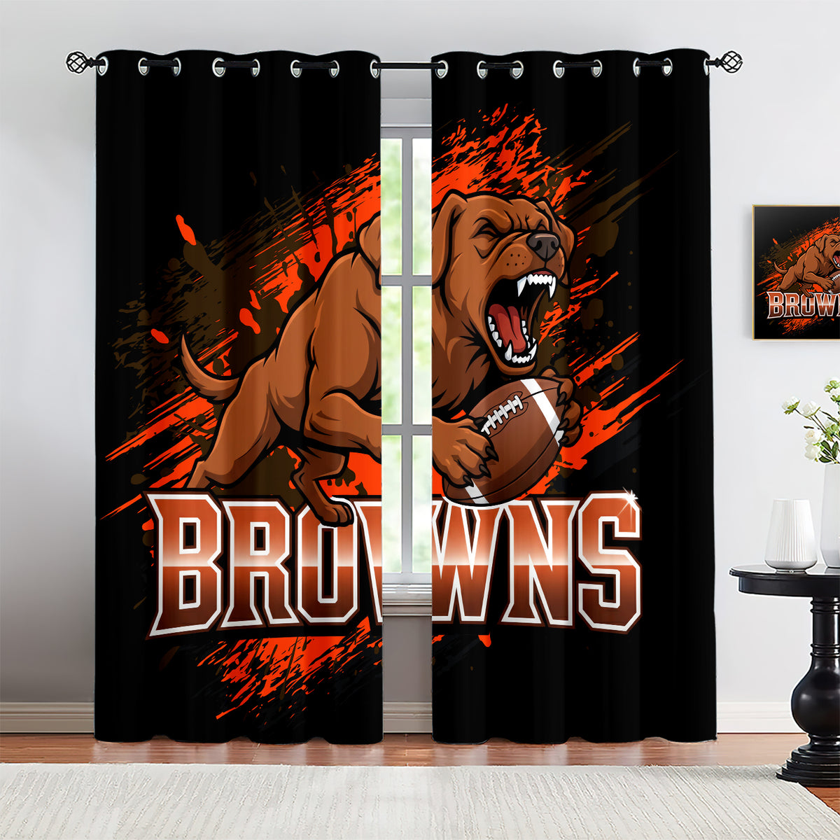 Cleveland Browns Blackout Curtains Drapes For Window Treatment Set