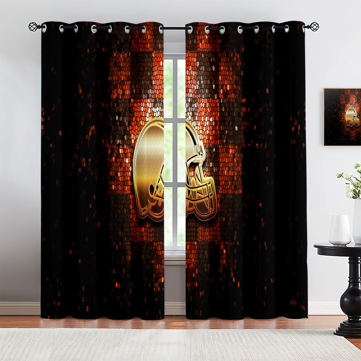 Cleveland Browns Blackout Curtains Drapes For Window Treatment Set