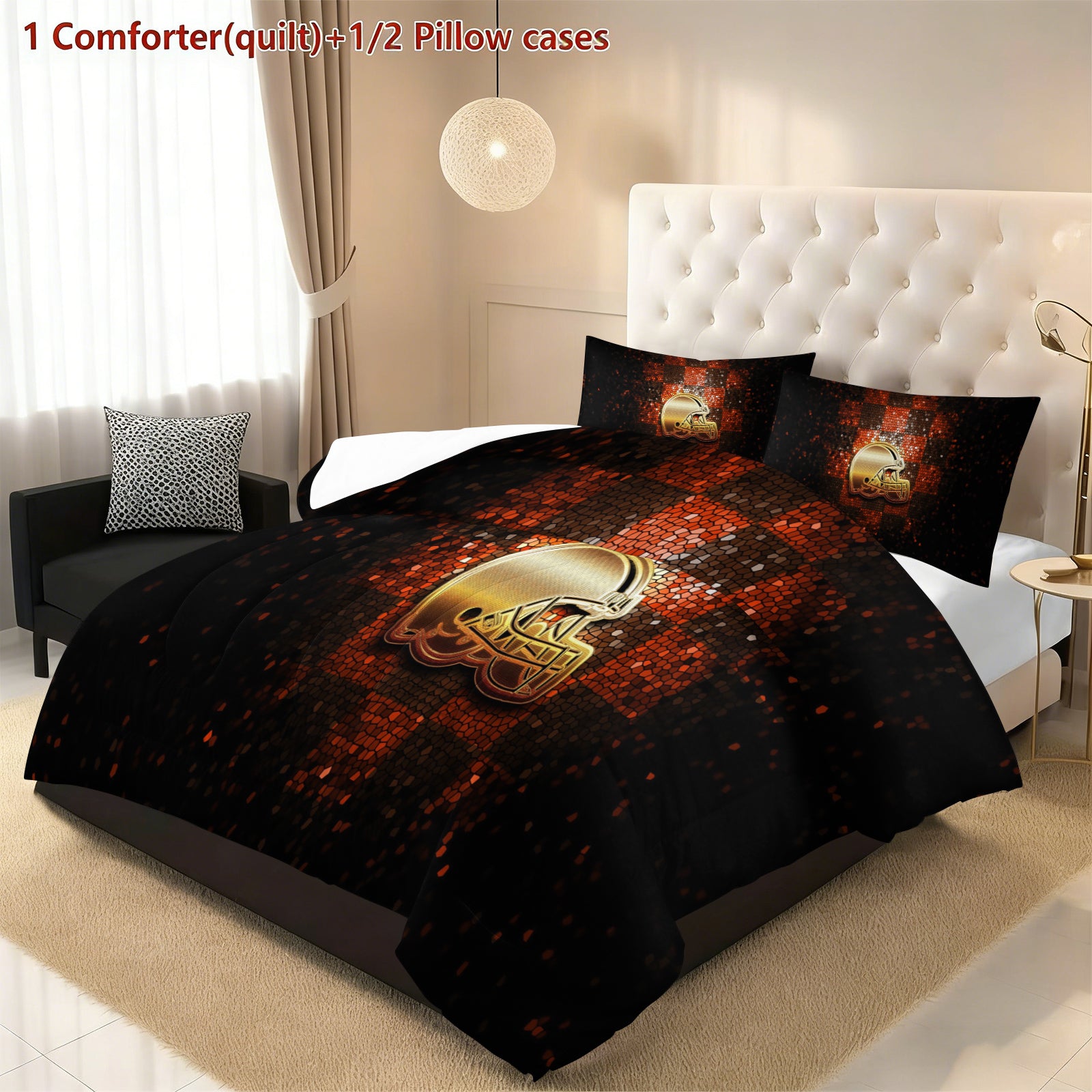 Cleveland Browns Comforter Pillowcase Sets Blanket All Season Reversible Quilted Duvet