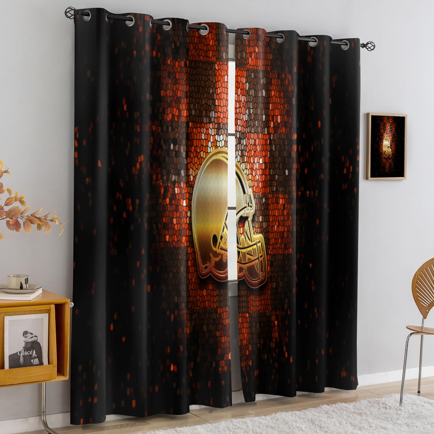 Cleveland Browns Blackout Curtains Drapes For Window Treatment Set