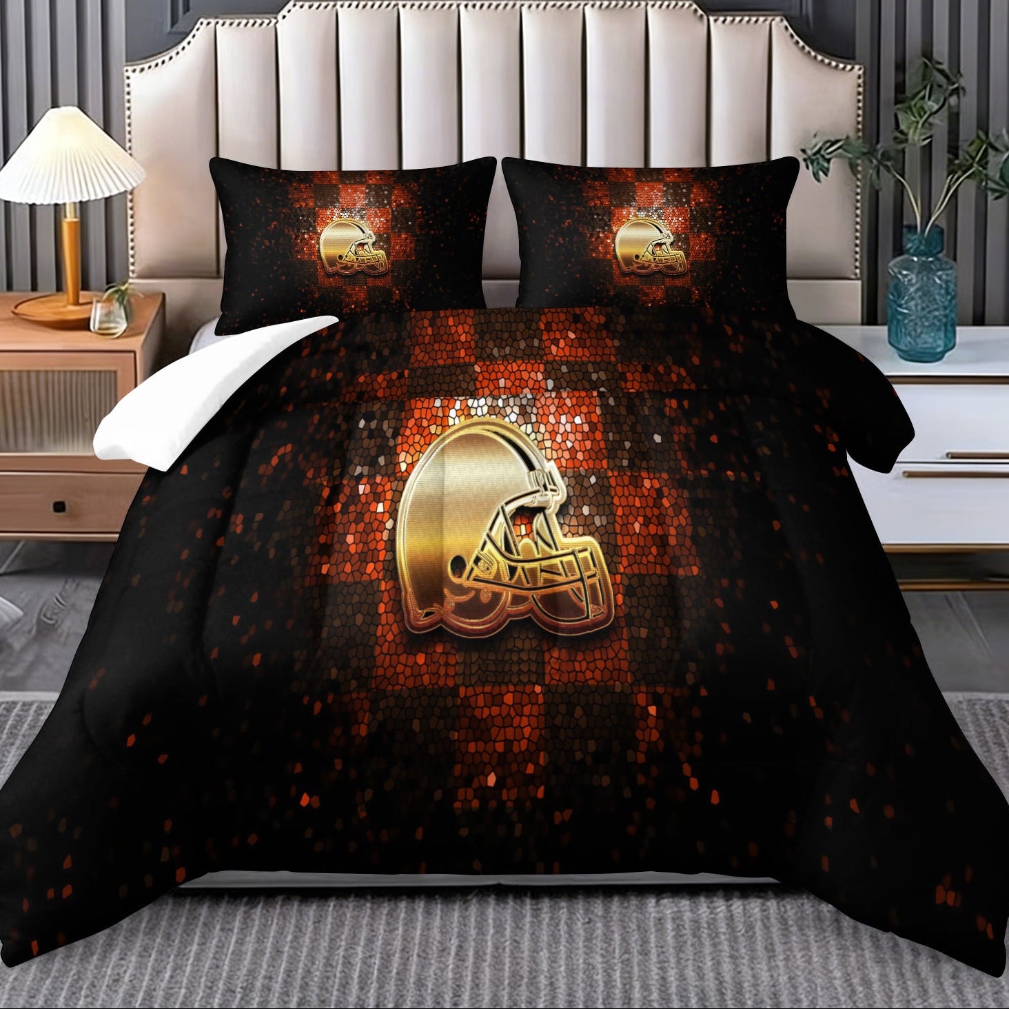 Cleveland Browns Comforter Pillowcase Sets Blanket All Season Reversible Quilted Duvet