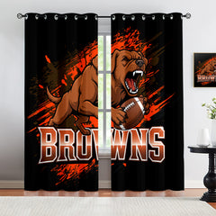Cleveland Browns Blackout Curtains Drapes For Window Treatment Set