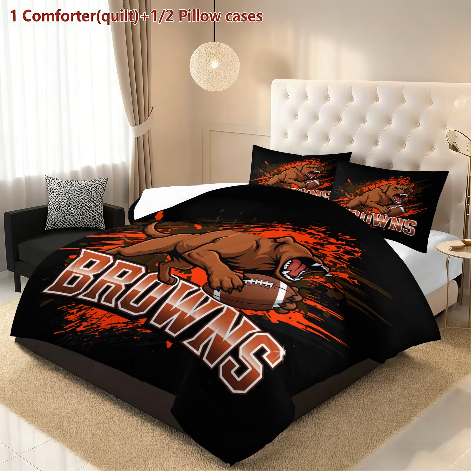Cleveland Browns Comforter Pillowcase Sets Blanket All Season Reversible Quilted Duvet