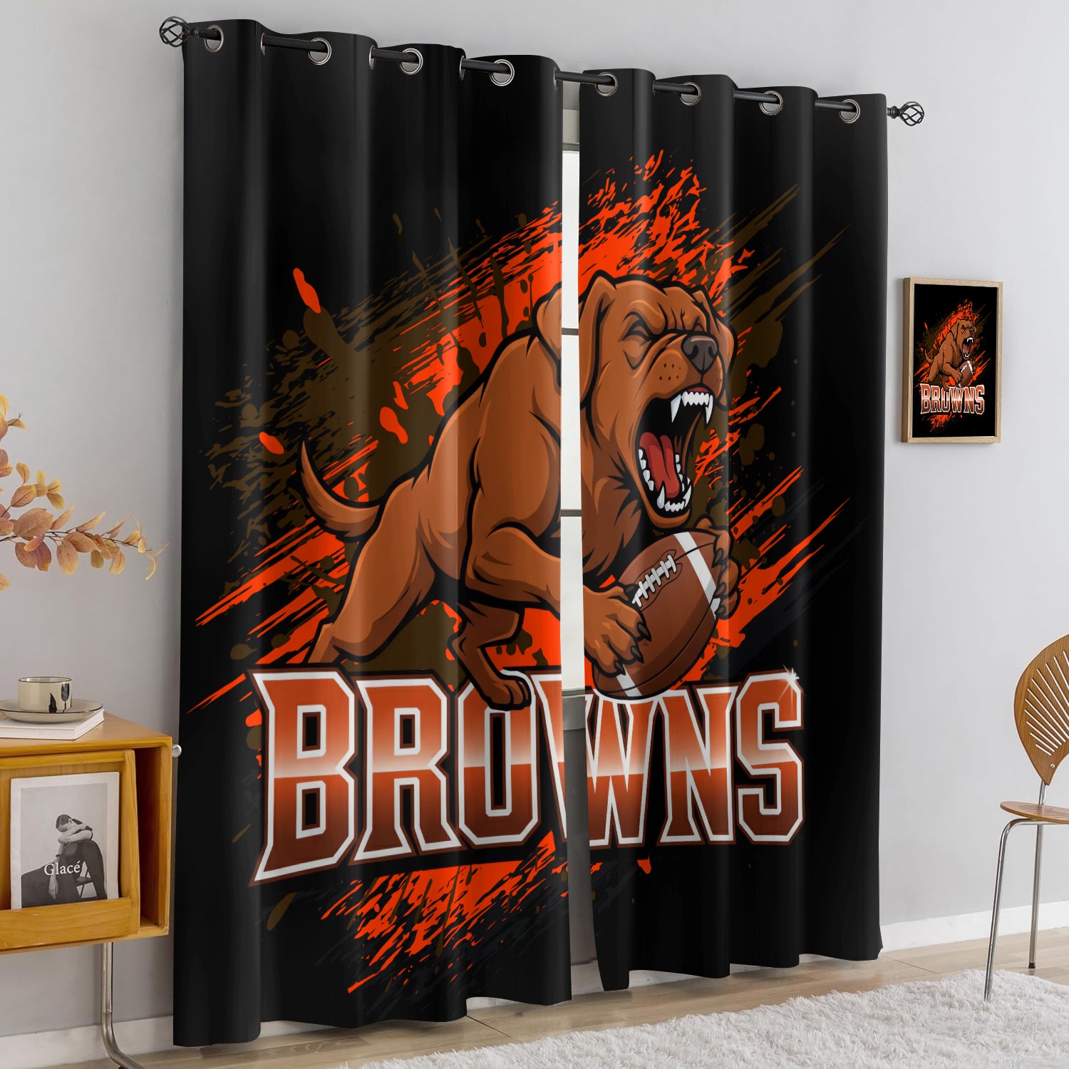 Cleveland Browns Blackout Curtains Drapes For Window Treatment Set
